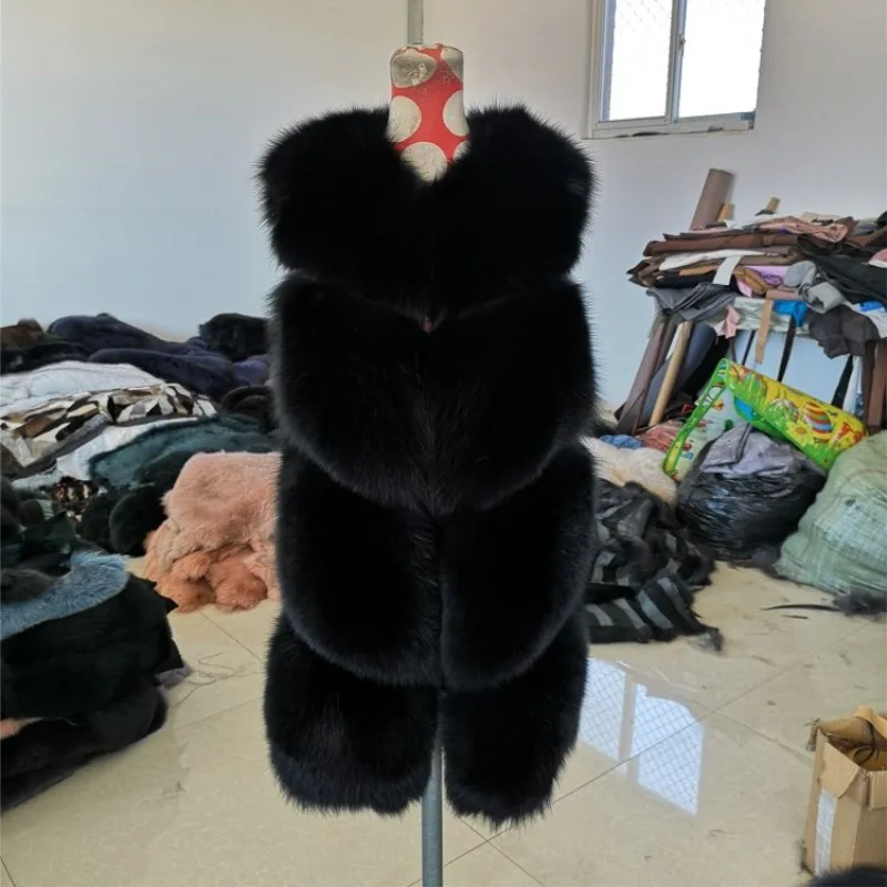 2019 меховое пальто женское зимнее из настоящего меха лисы мех трава жилет |