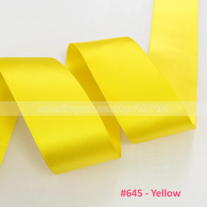 645 Daffodil Yellow 25 ярдов) высокое качество " 5 см 50 мм Двусторонняя атласная лента полиэстер двухсторонняя ленты для свадебного украшения ремесла - Цвет: 645 Daffodil Yellow