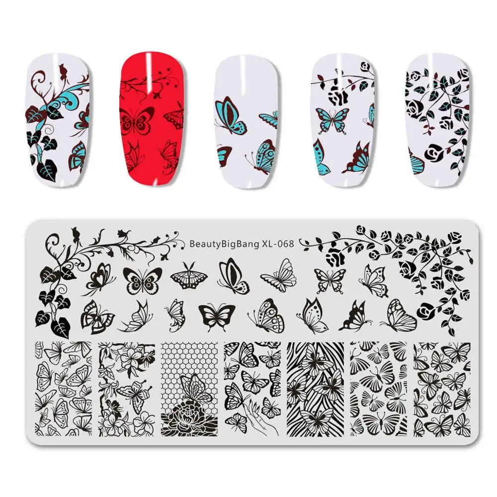 

1pc 3D Nail Stamping Plates 6.5*12.5cm Flower Fairy Peacock Beautiful Image Pattern Printing Plate For Manicure Stencil