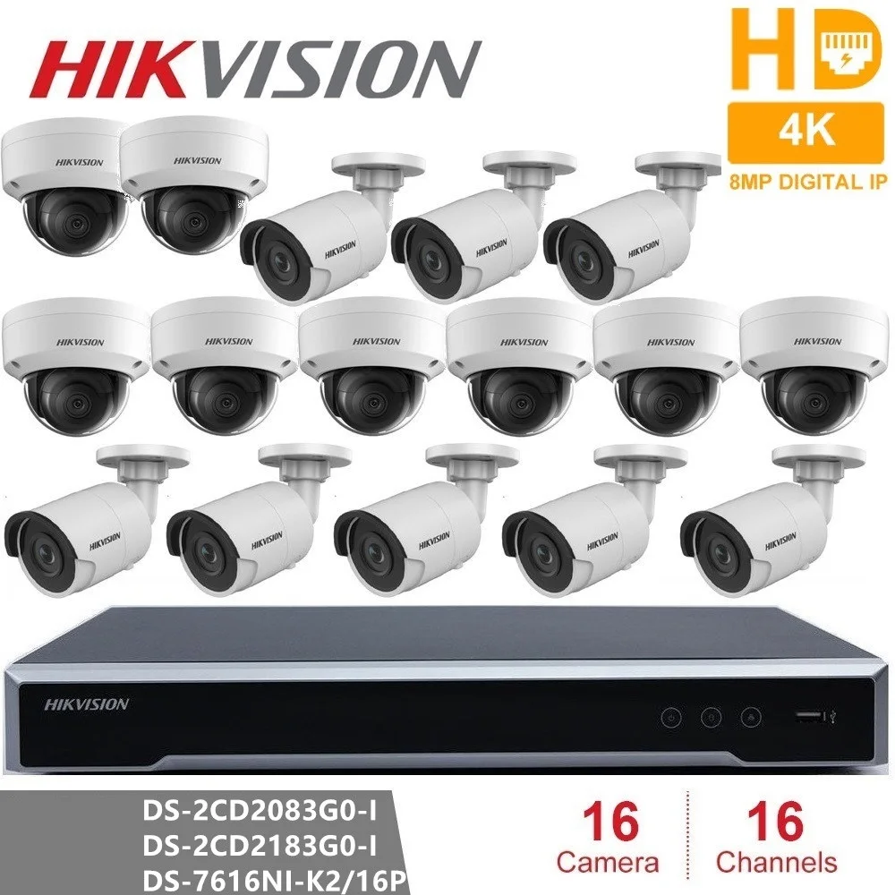Камера видеонаблюдения Hikvision водонепроницаемая 8 Мп 16 каналов POE NVR шт. |