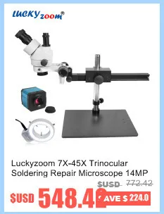 Lucky Zoom Brand 3.5X-90X STL8 single boom guide stand Stereo Zoom trinocular Microscope 14MP Camera 144pcs LED Ring Light