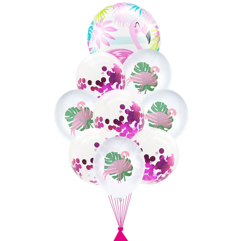 Фольга в виде фламинго для дня рождения искусственная кожа конфетти розовые шары