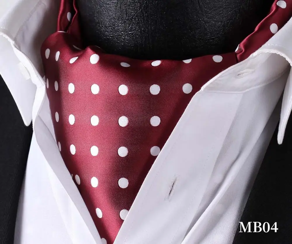 MB04 Burgundy Узор в горошек, в клетку шелк аскотский галстук, повседневные жаккардовые шарфы галстуки Тканые Вечерние Ascot MB - Цвет: MB04 Burgundy