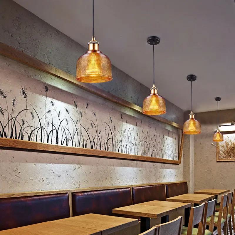 Кухонный островной свет Янтарное стекло подвесные светильники бар Современная