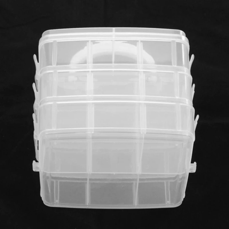 3 Layers/Box 155x160x130mm Clear Rectangle Plastic Bead Containers with 48x71~51x72mm Total of 18 Compartments Holder Organizers|plastic bead