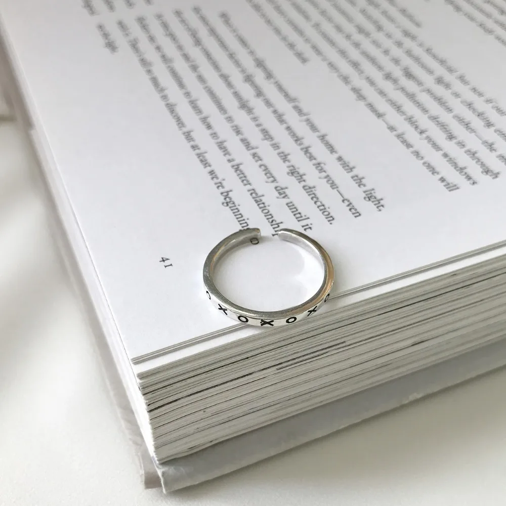 

Amaiyllis Minimalist 925 sterling silver ring Thai silver Greek classical letter open ring For Women Fine Jewelry Gift