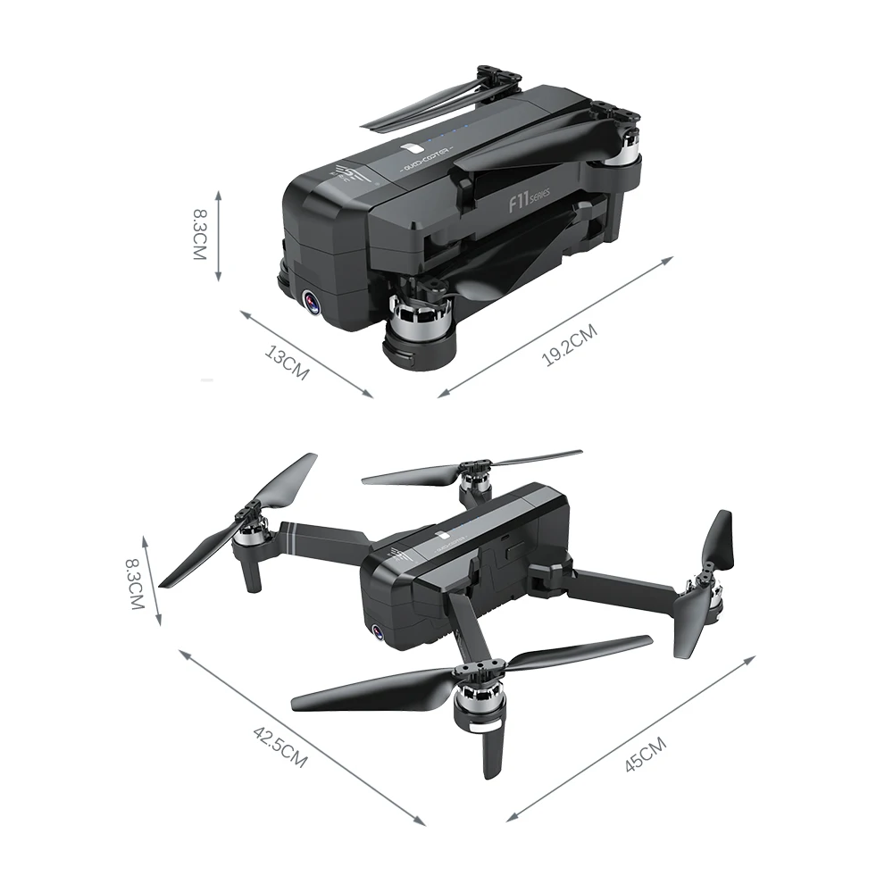 Квадрокоптер SJRC F11 PRO Радиоуправляемый складной GPS Wi Fi 1200 м FPV с широкоугольной