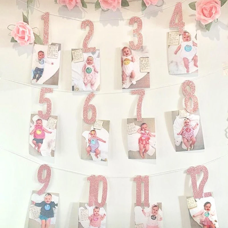 Chicinlife 1 компл. 12 месяцев струны фото плакат Baby Shower мальчик девочка один год День рождения украшения фото стенд реквизит