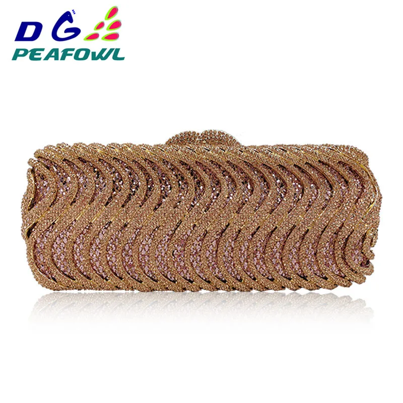 Роскошная Дамская Вечерняя Сумка-клатч в полоску с бриллиантами и кристаллами