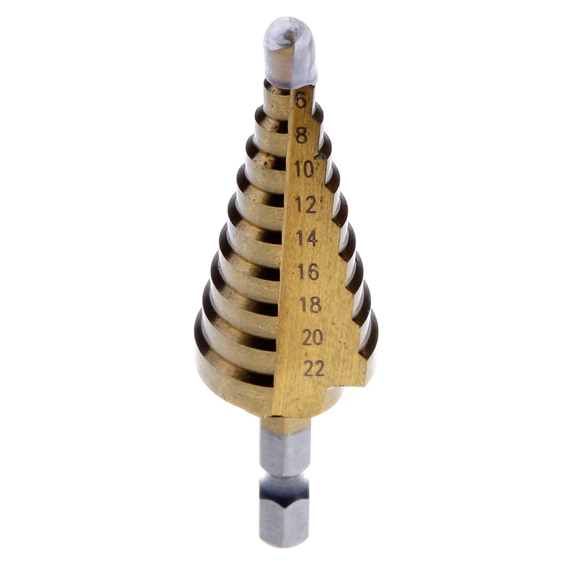 New Durable Hex Titanium Step Cone Drill Bit Hole HSS 4241 For Sheet Metal Hand Power Tools 4-22mm #72210 | Инструменты