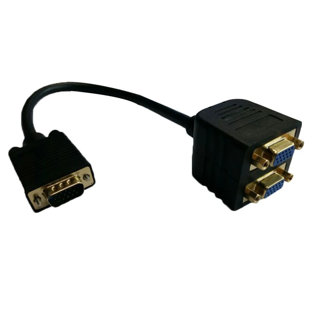 Позолоченный VGA (HD15) папа к женскому x 2 (1 шт. мониторам) для видео сплиттер с