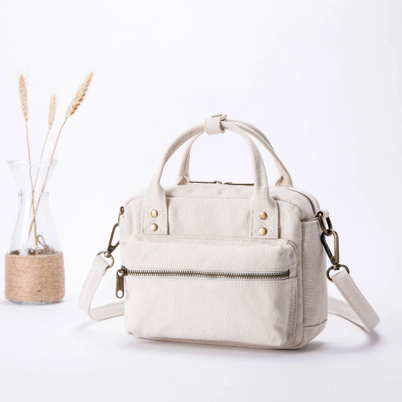 Минималистичная Эко хлопок парусина маленькая Бостонская сумка женские