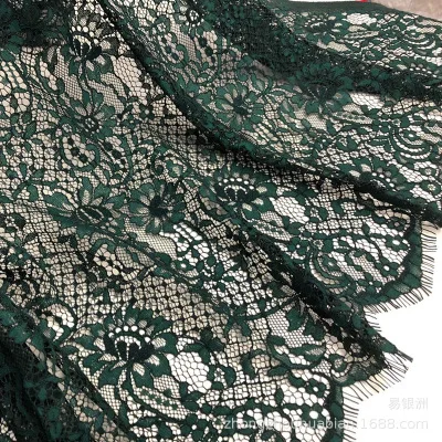 Green 6 цветов: синий, зеленый, красный, черный, белый, темно-розовый, ажурная кружевная ткань! 1,5 м длинные ресницы проводные кружева для платья - Цвет: Green