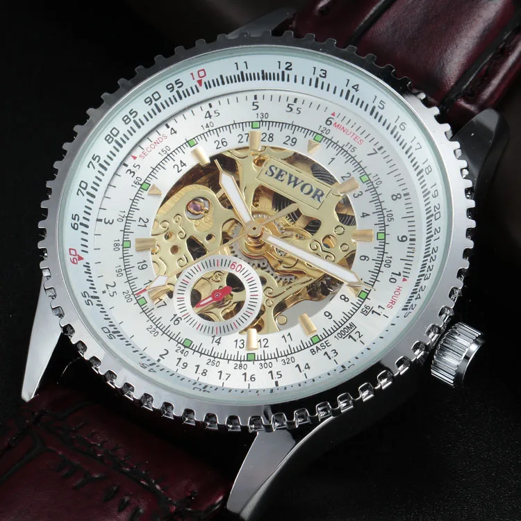 Модные новые мужские механические часы с скелетом роскошные Брендовые