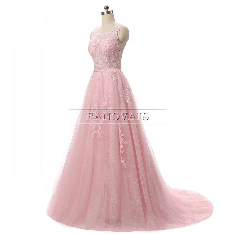 Длинное вечернее платье с аппликацией платья на выпускной бусинами розовое ASAE79