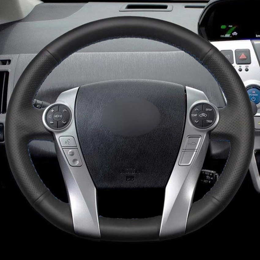 Handseying DIY черная крышка рулевого колеса автомобиля из натуральной кожи для Toyota Prius
