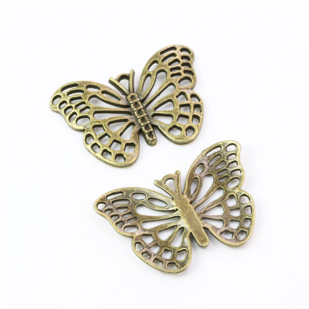 Pack of 8 Vintage Bronze Metal Alloy Hollowed Butterfly Charms Necklaces Pendants DIY Jewelry Making Accessories 41x29 MM | Украшения и