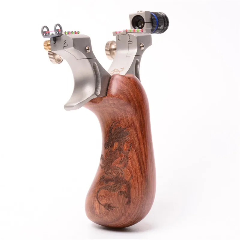 

High Quality Stainless Steel Slingshot Wooden handle Aiming Catapult With Latex Rubber Band Bow For Outdoor Sports Hunting