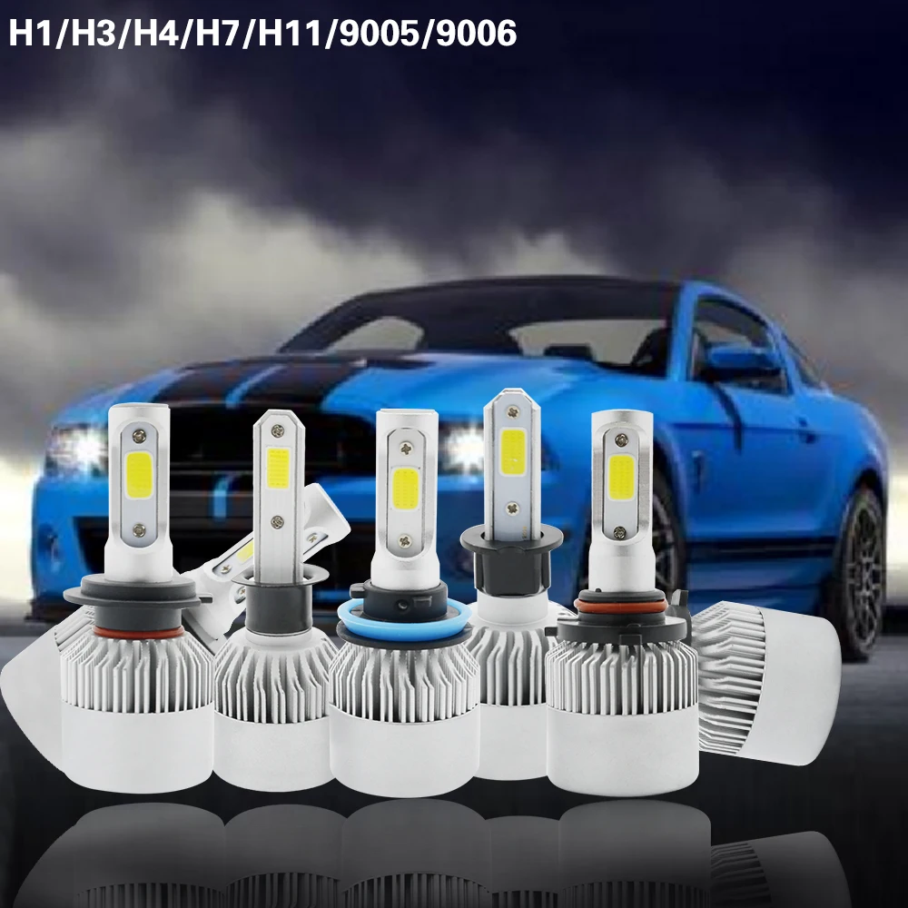 Автомобильный светильник S2 H4 H7 H1 COB светодиодный H13 H11 12V 9005 9006 H3 9004 9007 9012 72W 8000LM