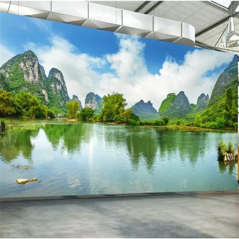 Wellyu обои на стену домашний декор заказ HD Guilin горы и воды чистая вода декорации ТВ