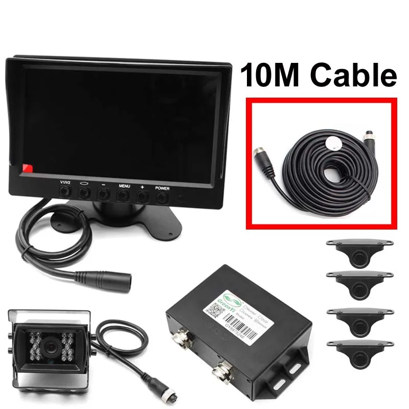 with 10M Cable GreenYi " автомобильный монитор камера заднего вида видео парковочные датчики обратный резервный радар автобус/грузовик фургон/прицеп/RV/Кемперы - Цвет: with 10M Cable