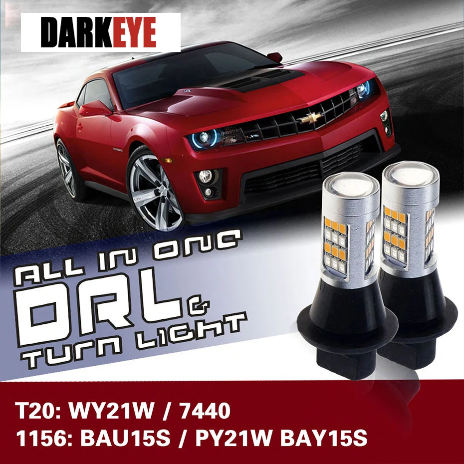 Автомобильные светодиодные фары T20 7440 WY21W 1156 BAU15S BAY15S дневные ходовые огни и Передние Сигналы поворота s Автомобильные дневные ходовые огни белый + желтый DF