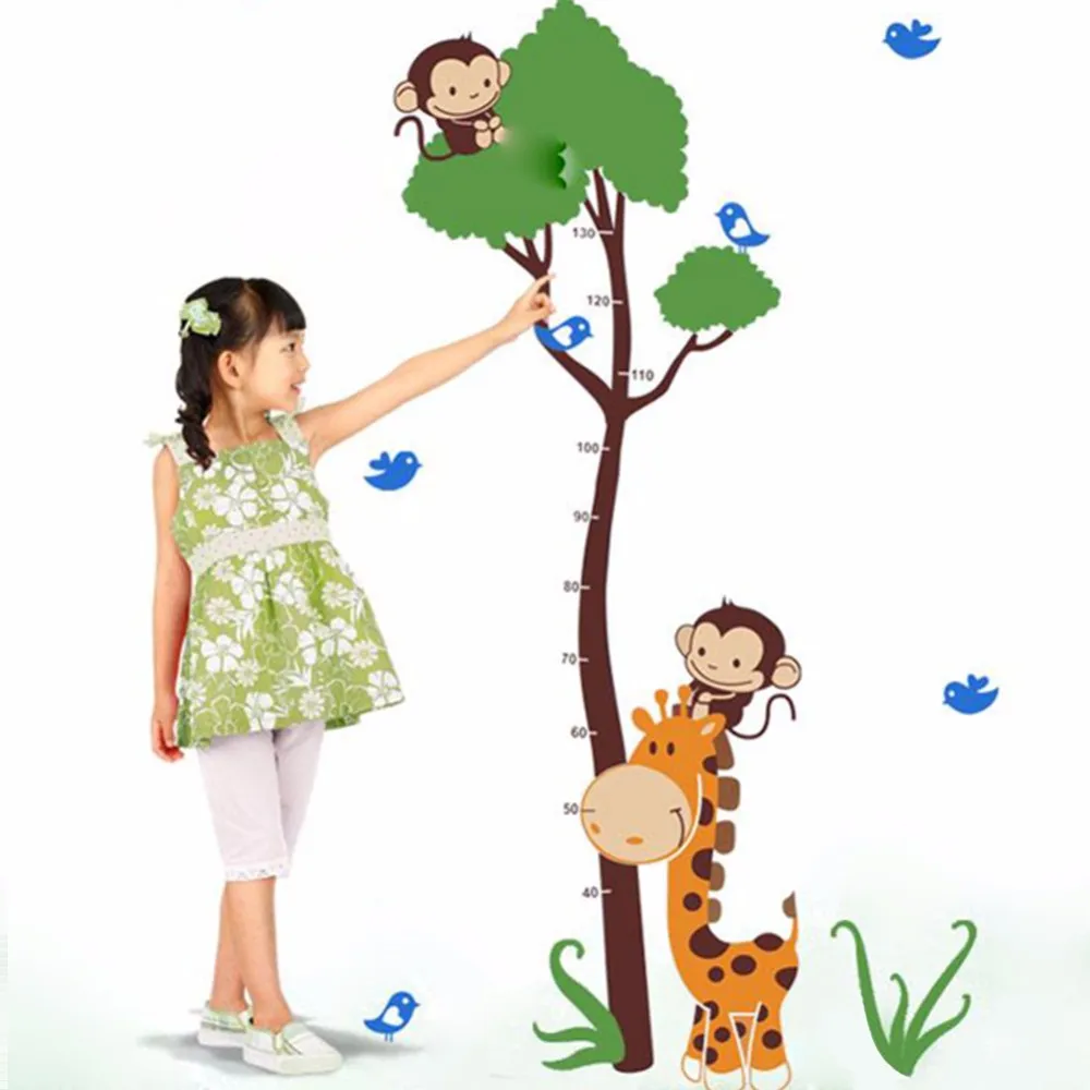 

New arrival Tree Height wall stickers Cartoon Giraffe monkey Children's room bedroom wall stickers Hot sale