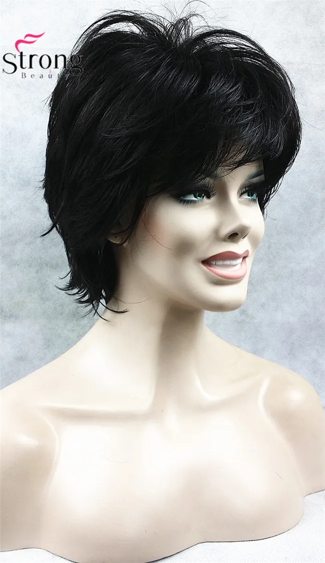 StrongBeauty короткий светло-коричневый подчеркивает Feathery Shaggy полный синтетический парик выбор цвета