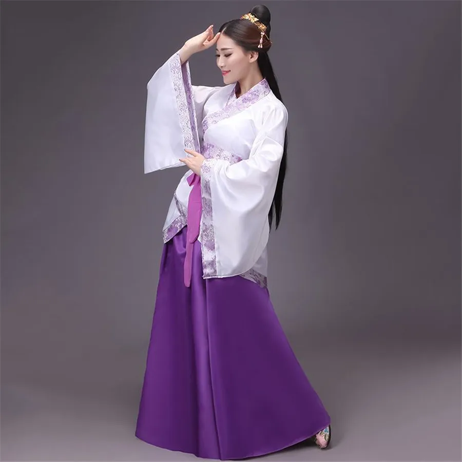 

Cheap Women National Dress Chinese Ancient Hanfu Dance Clothes Traditional Cosplay Costume Lady Chinese Stage Dresses