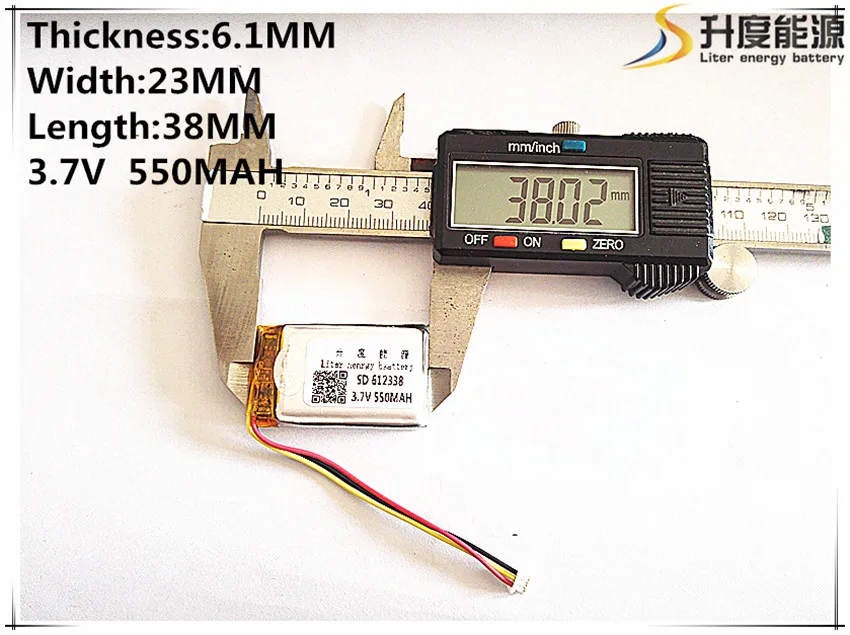Литий-полимерная модель 612338 602338 550 мАч 3 7 в литий-полимерный аккумулятор для MP3 MP4