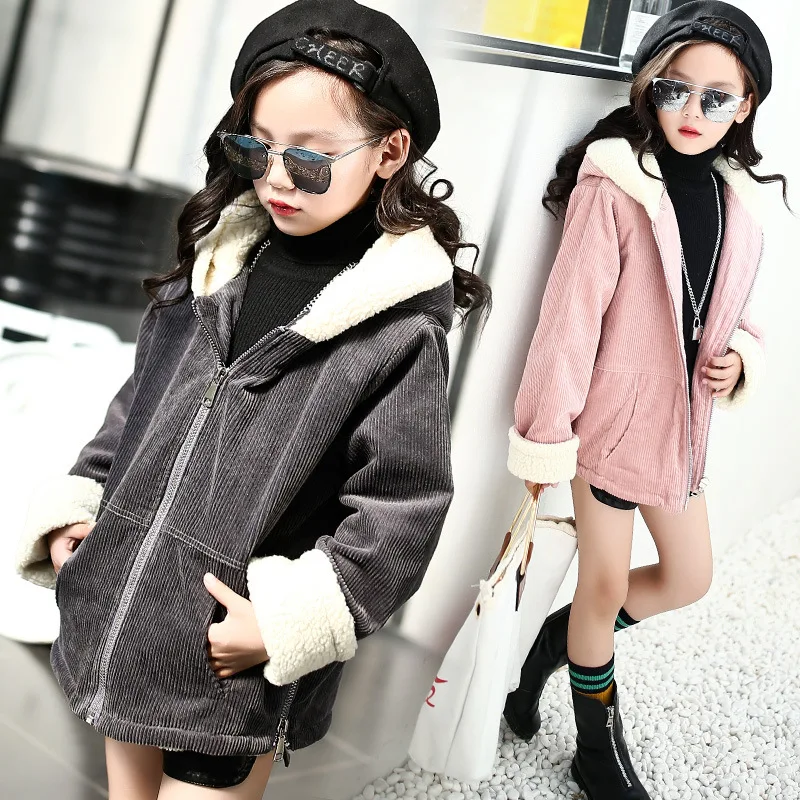 Girls autumn and winter coat 2018 new style fashion lambskin thickening corduroy big children's clothing | Детская одежда и