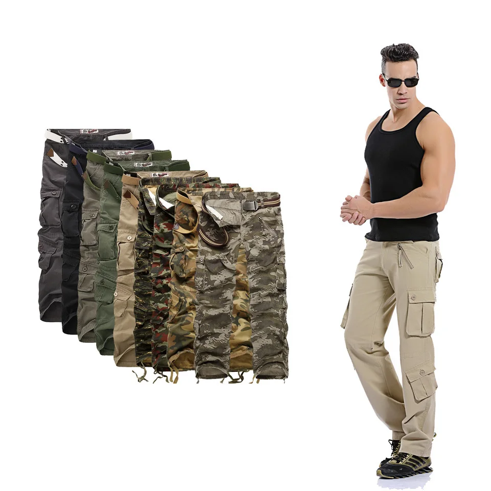 New Men's Cargo Pant Male Multi-pocket Plus Size Cotton Casual Tooling Pants Men Overall 28-44 AFB022 | Мужская одежда
