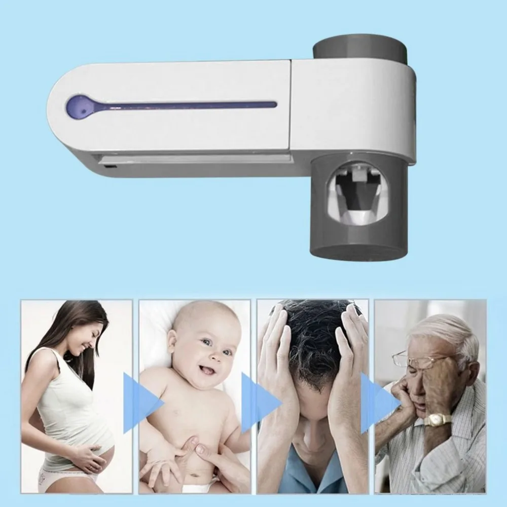 UV Disinfection Toothbrush Automatic Steriliser Cleaner Brush Holder Set with Toothpaste Dispenser | Бытовая техника