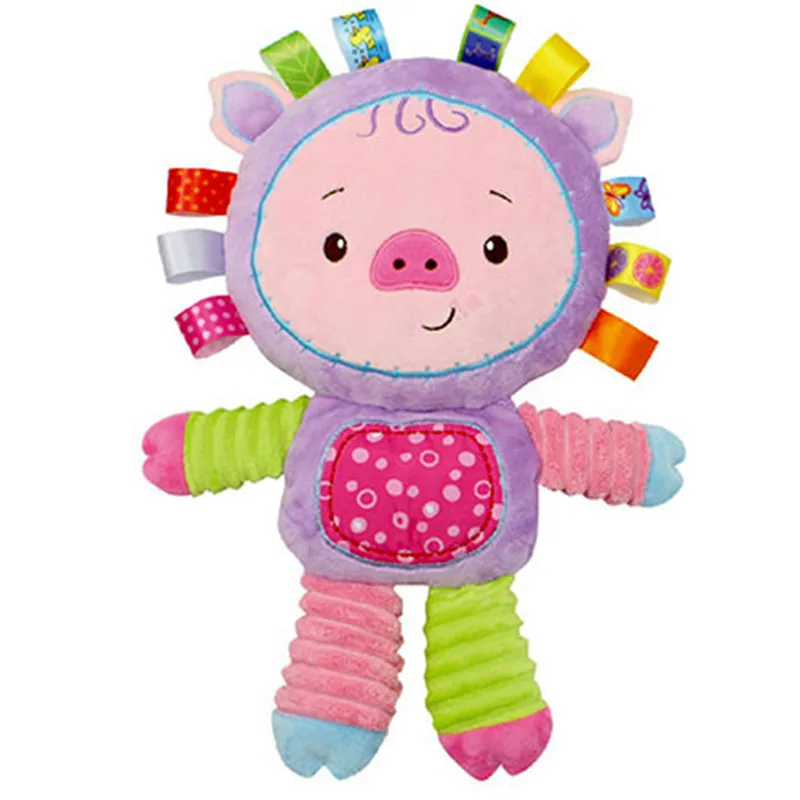 

Baby bed handing plush toys Plush Rattle toy Baby comfort dolls appease animal plush toys Cartoon animal tag hand grasp toys