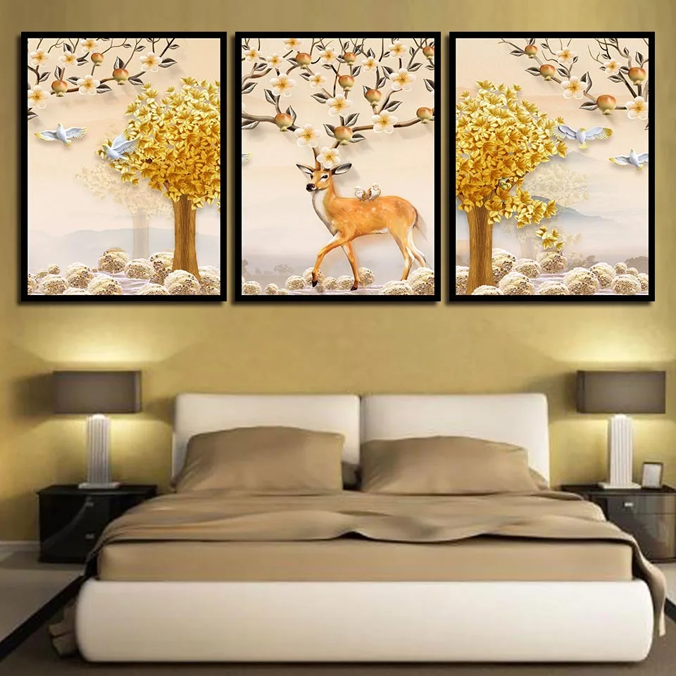 Цитата холст HD картина стена золотой цветок олень Искусство Печать