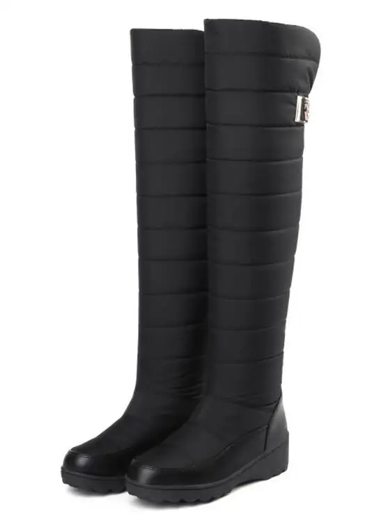 Sapato Feminino/женские сапоги до колена на танкетке женские зимние теплые ботиночки