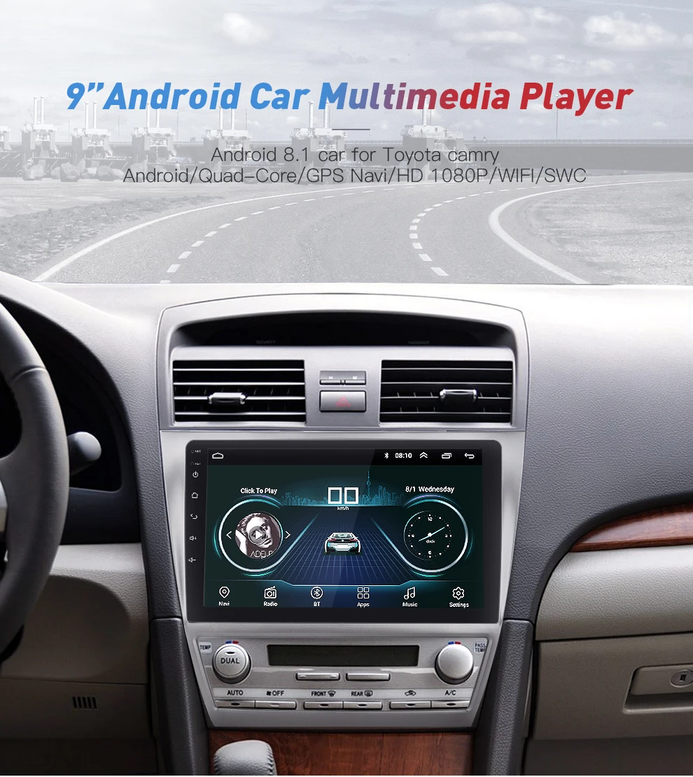 10,2 ''android 2din автомобиля радио для Toyota Camry 2007~ 2011 gps навигации Стерео Аудио Видео Мультимедиа DVD плеер Wi Fi Bluetooth