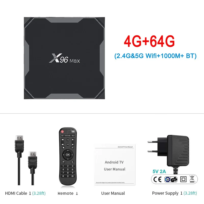 4G 64G X96MAX Smart Android 9,0 4G 64G ТВ коробка Amlogic S905X2 LPDDR3 четырехъядерный двойной Wifi Bluetooth 1000M H.265 X96 Max 4K HD телеприставка - Цвет: 4G 64G