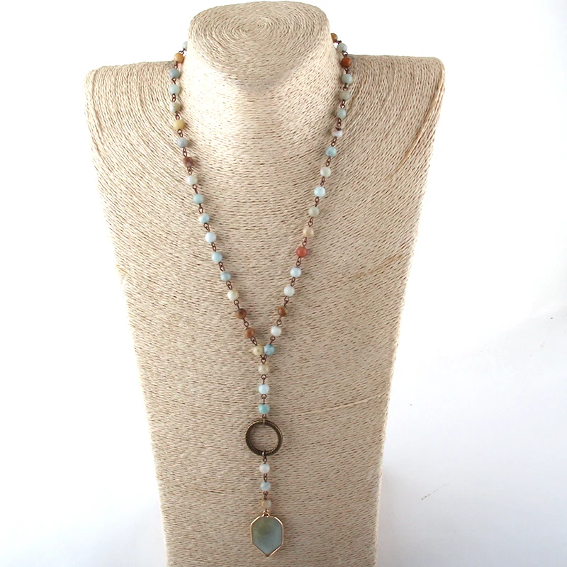 MOODPC модные ювелирные изделия 6 мм натуральный камень четки цепь и стеклянные