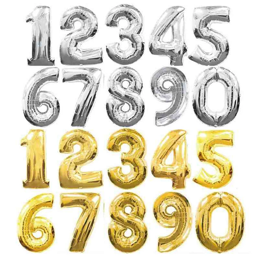 Новый супер большой 16-дюймовый фольгированный золотой и серебряный шарик с