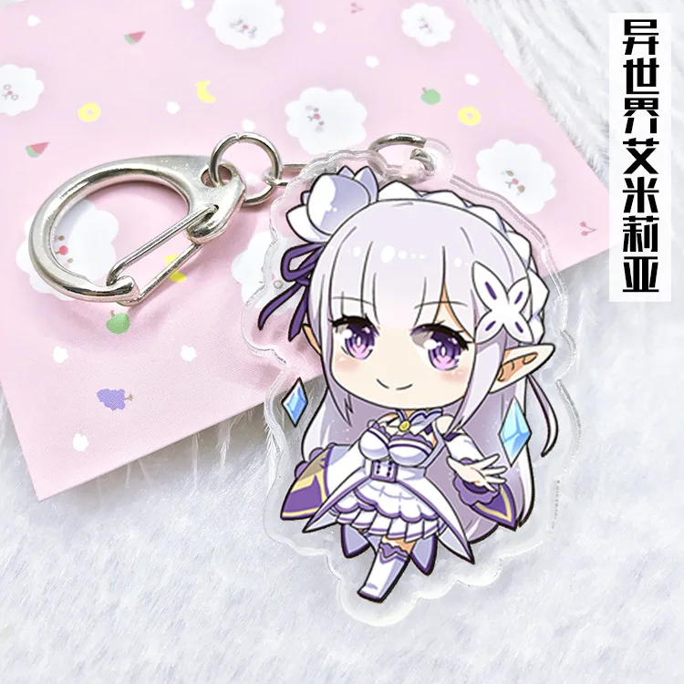 Re Life in a different world от zero акриловый брелок Emilia Puck фетр Ram Beatrice Подвески Брелок для косплея окружающий подарок - Цвет: 4