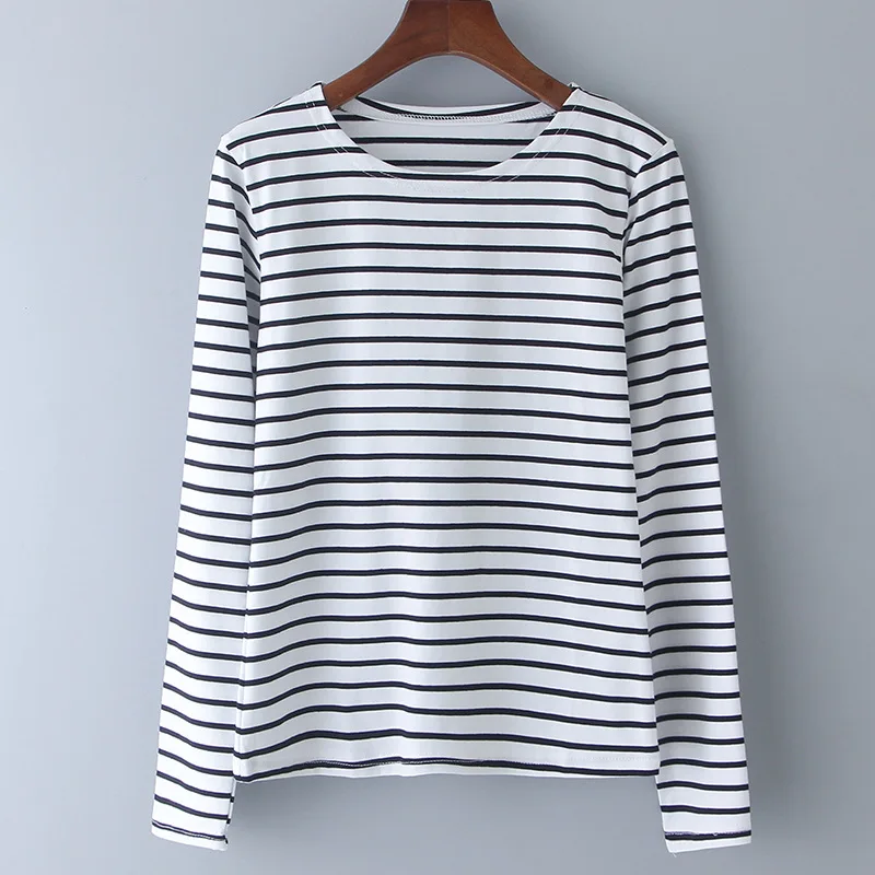 2018 взрывы с длинным рукавом женская футболка Женская Полосатая Футболка