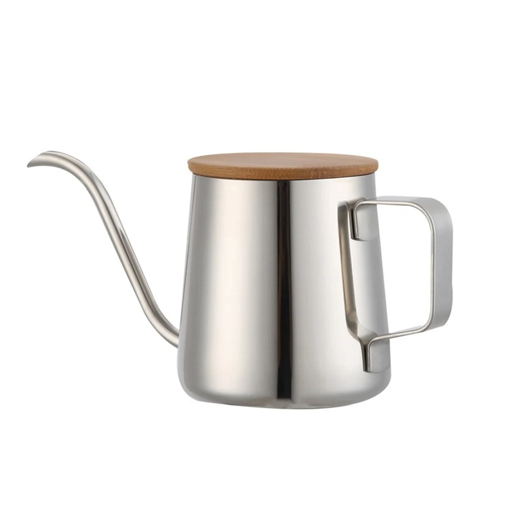 

350Ml Long Narrow Spout Coffee Pot Gooseneck Kettle Stainless Steel Hand Drip Kettle Pour Over Coffee And Tea Pot With Wooden