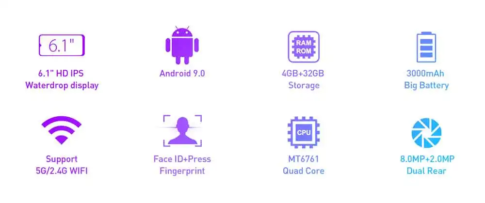 LEAGOO, M13, экран капли воды, Android 9,0, смартфон, 19:9, 6,1 дюймов, 3000 мАч, 4 ГБ, 32 ГБ, MT6761, четырехъядерный, Face ID, 4G LTE