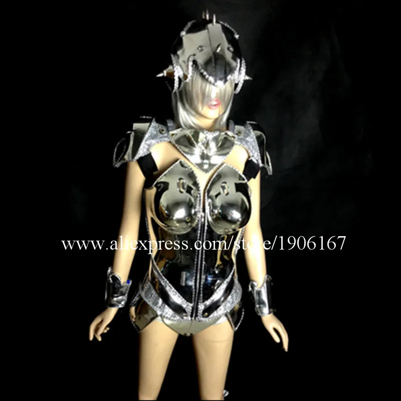 Новинка посеребренный женский костюм для подиума карнавальный Виктории