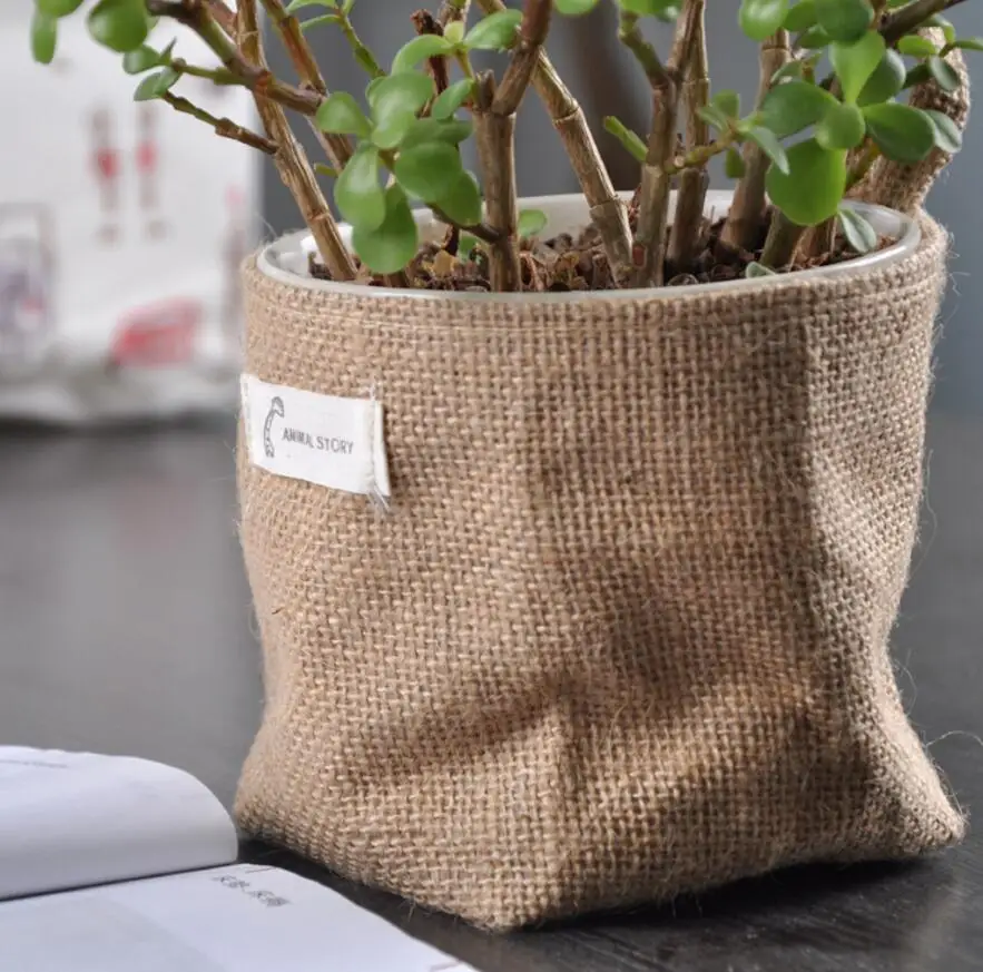 Милая маленькая льняная Складная косметичка для хранения коробка корзина