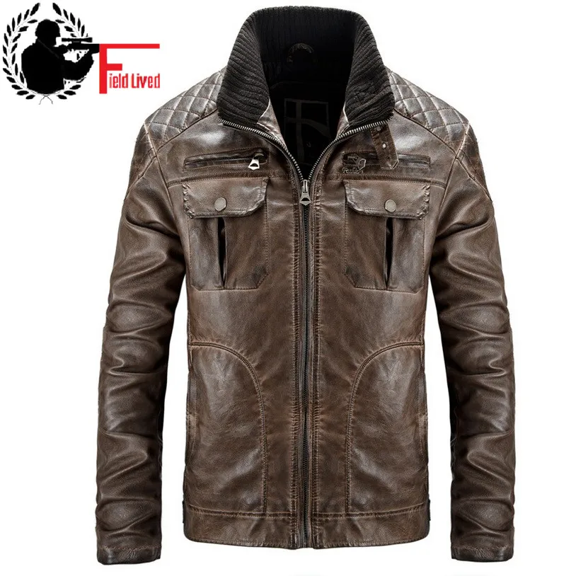 2021 кожаная куртка ретро PU мужская винтажная плюс размер мотоциклетная мото