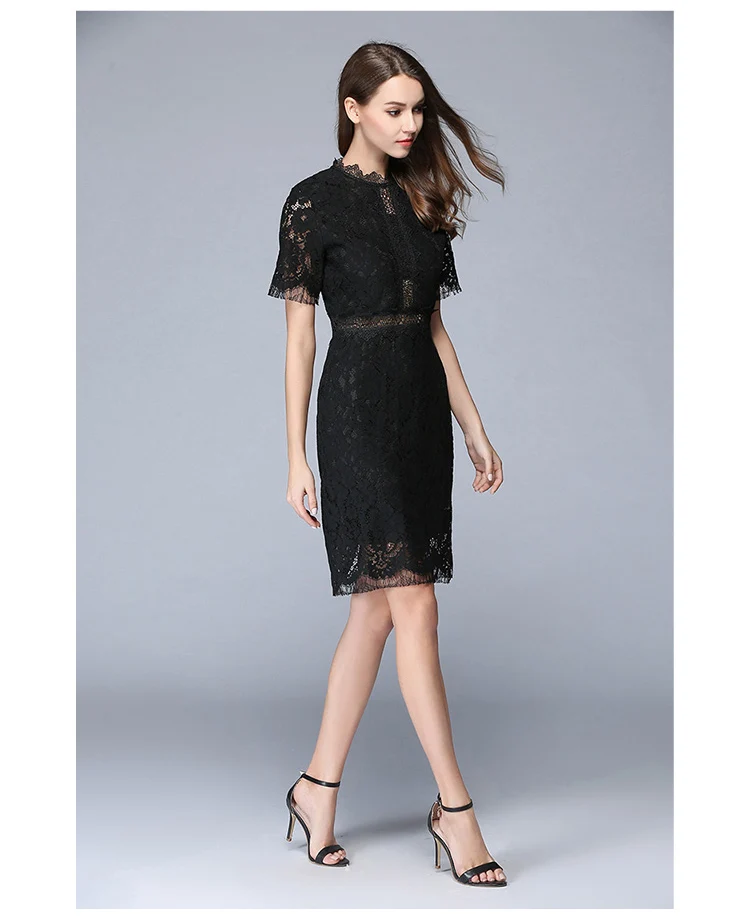 Летнее элегантное женское платье короткий рукав из кружев кроше с Bodycon Вечерние