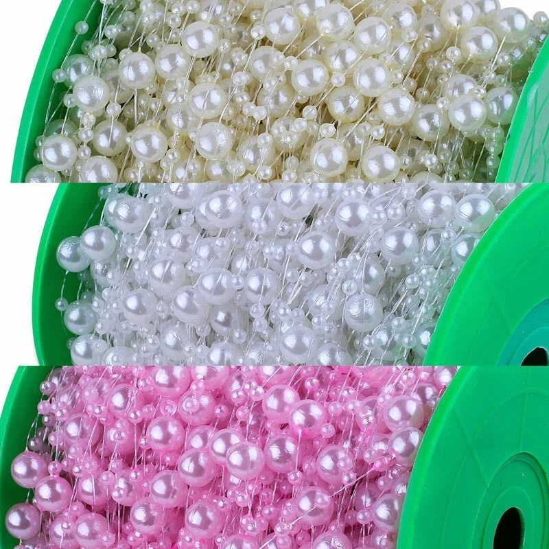 5 метров леска Искусственные цветы цепочка с жемчужными бусинами гирлянда Цветы