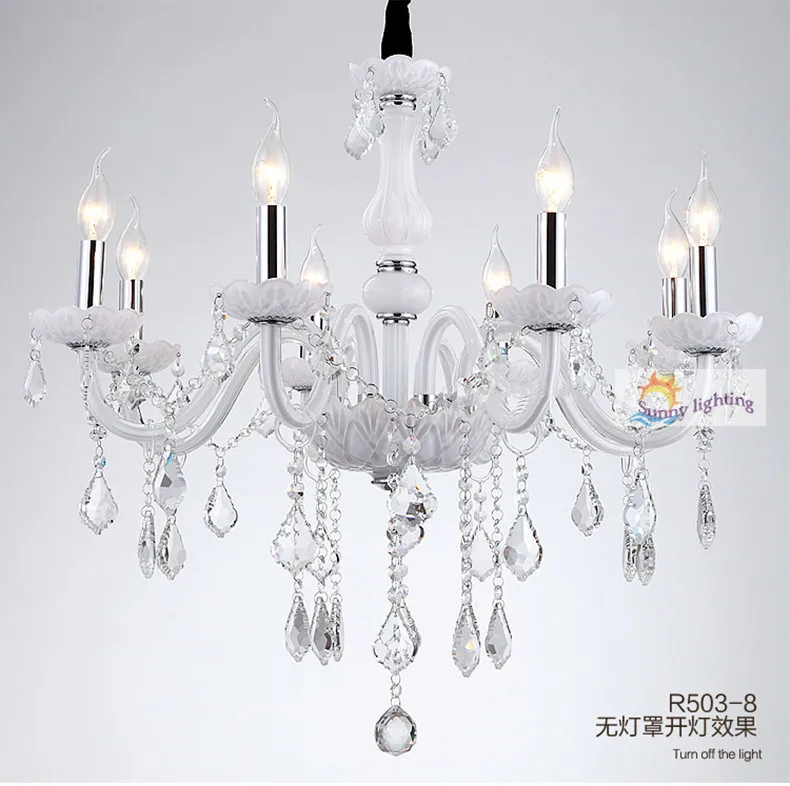 8 светодиодных свечей белые хрустальные люстры с тканевым абажуром стеклянные